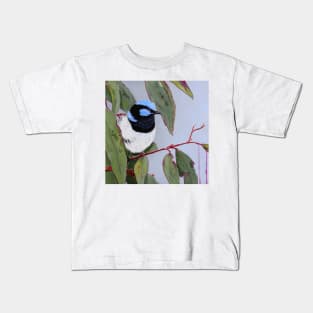 Blue Wren amongst the Gum Leaves Kids T-Shirt